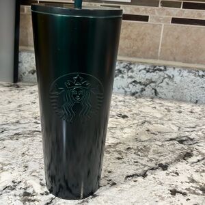 Dark green Starbucks cup